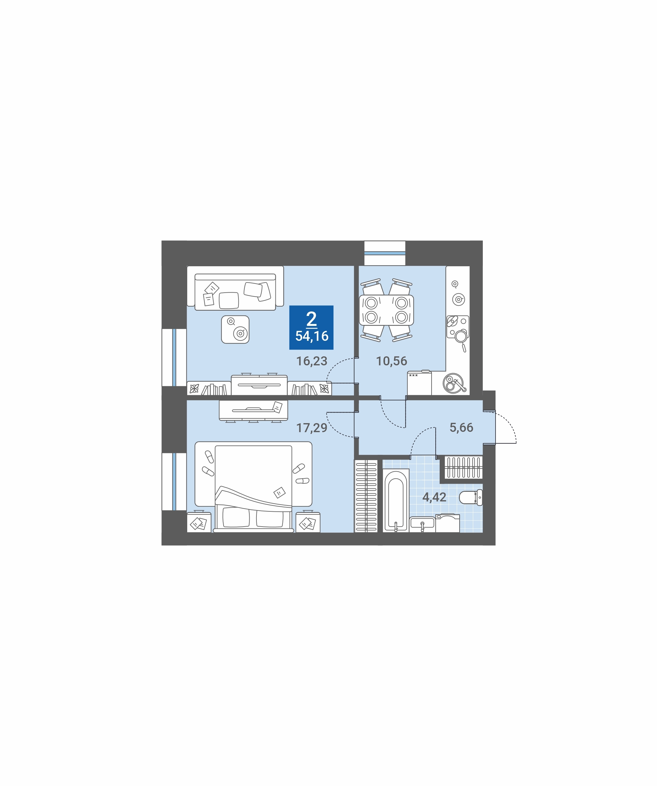 планировка квартиры 54 м2